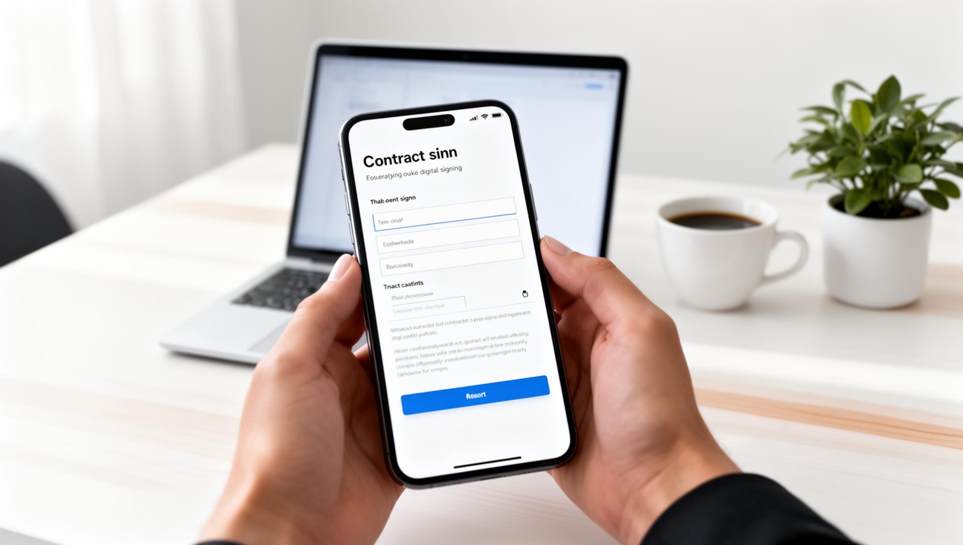 Persona completando solicitud en smartphone